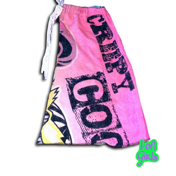 Vintage Monster High Hand Crafted Reworked Terry Cloth Towel Jorts Long Shorts - Picture 3 of 8